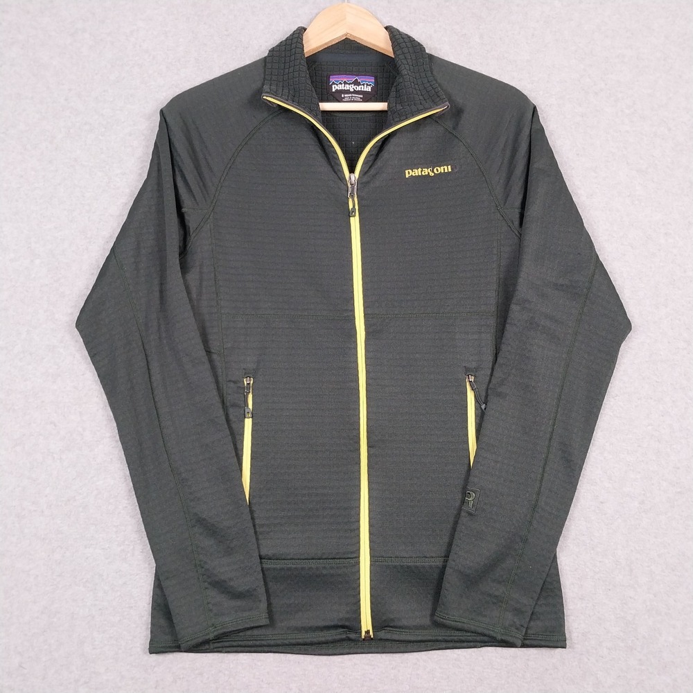Patagonia R1 Mens Small Gray Full Zip Regulator Grid Fleece Outdoor Hiking